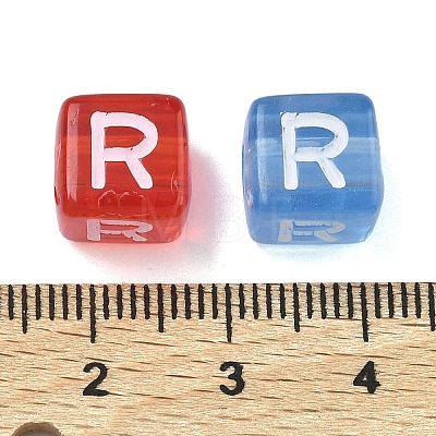 Spray Painted Transparent Acrylic Beads MACR-K365-07R-1