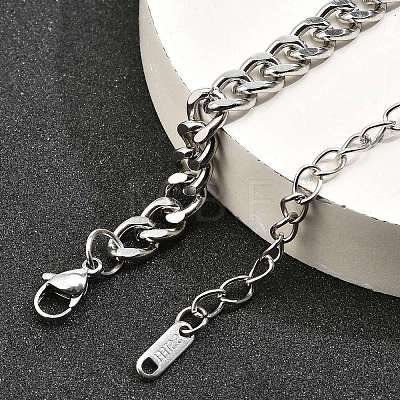 304 Stainless Steel Cuban Link Chain Necklaces for Women Men NJEW-G161-02P-1