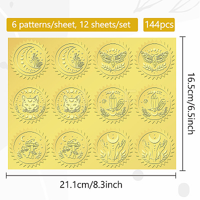 6 Patterns Aluminium-foil Paper Adhesive Embossed Stickers DIY-WH0451-009-1