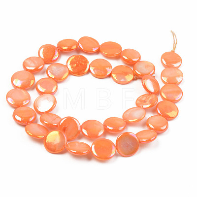 Electroplate Natural Freshwater Shell Beads Strands SHEL-T017-10-1