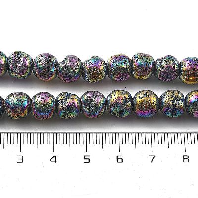 Electroplated Natural Lava Rock Beads Strands G-A251-E01-01G-1