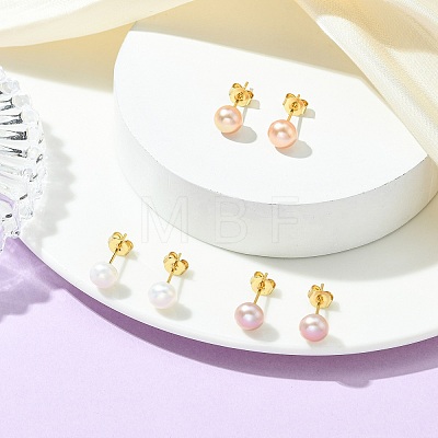 Natural Cultured Freshwater Pearl Stud Earrings EJEW-JE07273-1