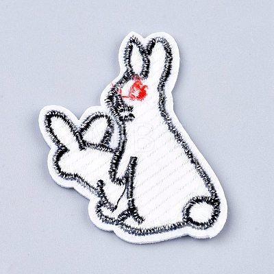 Rabbit Shape Computerized Embroidery Cloth Iron on/Sew on Patches DIY-M006-08-1