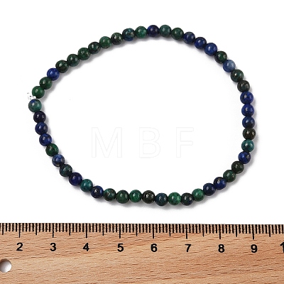 Natural Chrysocolla and Lapis Lazuli Round Bead Stretch Bracelets X-BJEW-L594-B04-1