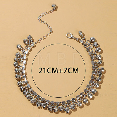 Alloy Crystal Rhinestone Bell Charm Tassel Anklets for Women WG95FC9-02-1