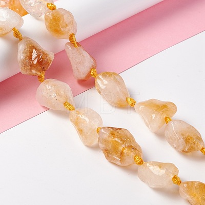 Natural Yellow Quartz Beads Strands G-B024-02-1