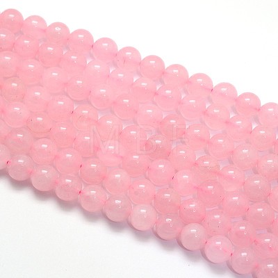 Dyed Rose Quartz Round Beads Strands X-G-O047-05-8mm-1