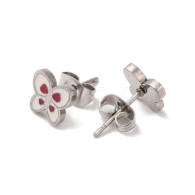 3 Pairs 3 Styles 304 Stainless Steel Enamel Stud Earrings for Women EJEW-K279-03P-1