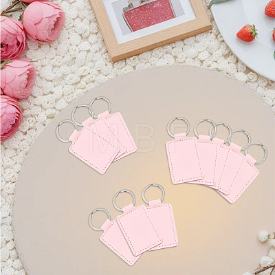 12Pcs Rectangle Imitation Leather Pendant Keychains KEYC-CL0001-52-1