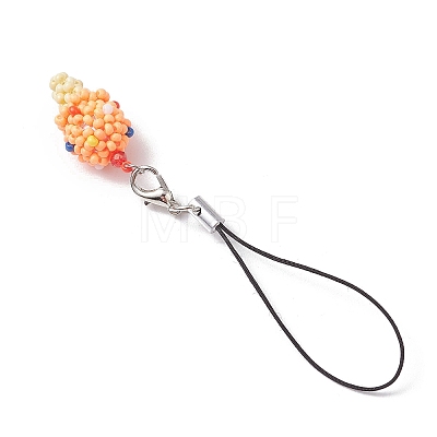 Glass Beaded Ice Cream Pendant Decorations HJEW-MZ00179-03-1