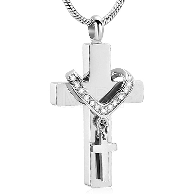 Stainless Steel Cremation Box Pet Memorial Pendant Round Snake Chain Necklaces PW-WG48985-03-1