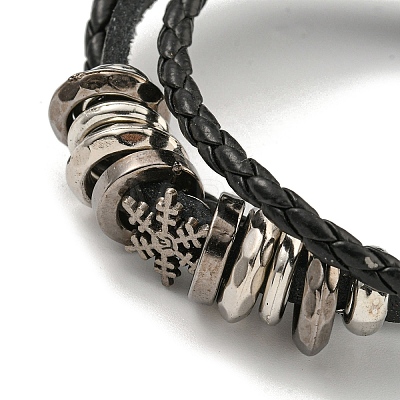 PU Imitation Leather Cord Triple Layer Multi-strand Bracelets BJEW-P329-04A-AS-1