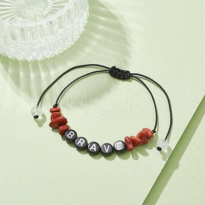 Natural Red Jasper Chip Braided Bead Bracelets BJEW-JB09608-01-1