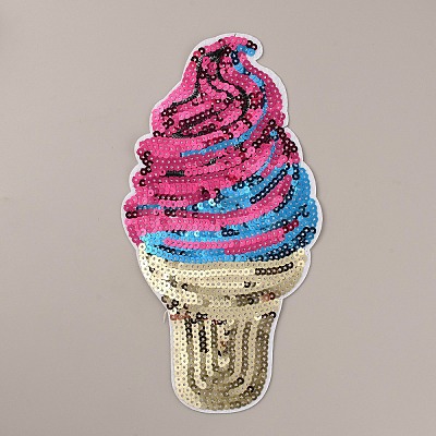 Ice-cream Sew on PVC Sequins Patches PATC-WH0001-89B-1
