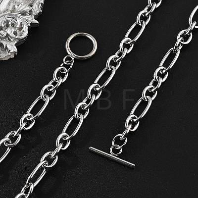 Non-Tarnish 304 Stainless Steel Figaro Chain Necklaces NJEW-O124-03P-1