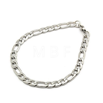 Trendy Women's 304 Stainless Steel Figaro Chain Bracelets STAS-A028-B017P-1