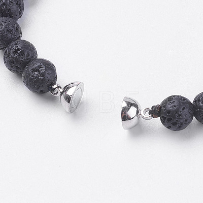 Natural Lava Rock Beads Stretch Bracelets BJEW-I241-13L-1