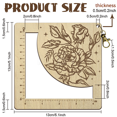 Wooden Square Frame Crochet Ruler DIY-WH0537-008-1