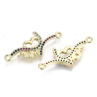 Brass Micro Pave Colorful Cubic Zirconia Links Connectors KK-S061-99G-NR-1