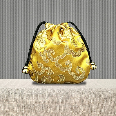 Chinese Style Brocade Drawstring Gift Blessing Bags PW-WG90644-09-1