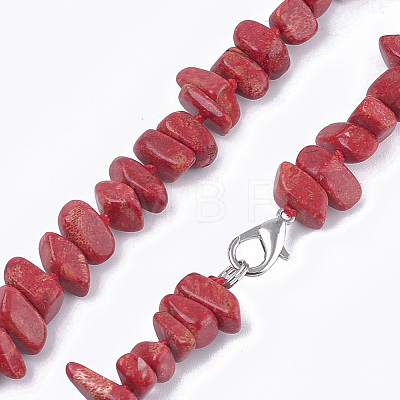 Sea Bamboo Coral(Imitation Coral) Beaded Necklaces NJEW-S414-18-1