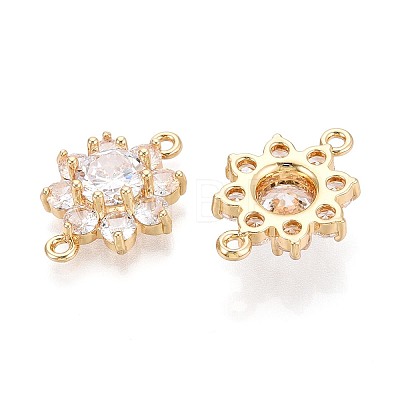 Brass Pave Clear Cubic Zirconia Connector Charms KK-N284-14G-1
