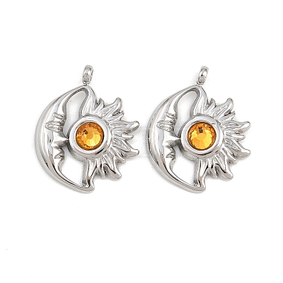 304 Stainless Steel Rhinestone Pendants STAS-Z166-24P-11-1