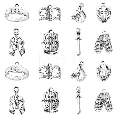 80Pcs 8 Styles Tibetan Style Alloy Pendants TIBEP-CJ0003-32-1