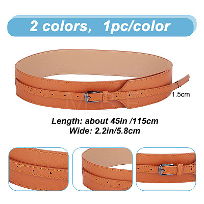 GOMAKERER 2Pcs 2 Colors PU Leather Chain Belts FIND-GO0001-58-1