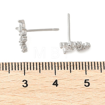 Brass Clear Cubic Zirconia Stud Earrings EJEW-Q014-30P-1