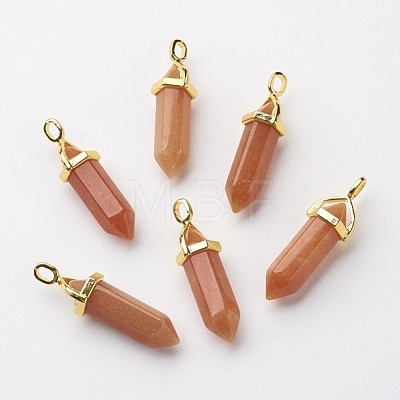 Natural Red Aventurine Double Terminated Pointed Pendants G-G902-B19-1
