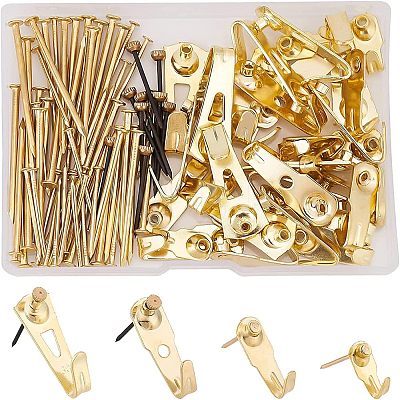 SUPERFINDINGS 110Pcs Iron Hook Hangers & Screws FIND-FH0003-63-1