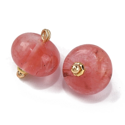 Natural White Jade Dyed Saucer Charms with Rack Plating Golden Tone Brass Bails KK-B103-17B-10-1