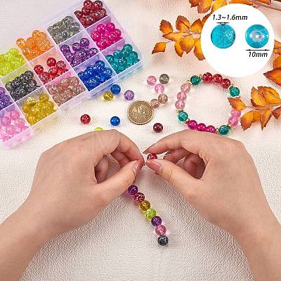 225Pcs 15 Colors Drawbench Transparent Glass Beads Strands GLAA-SZ0001-89-1