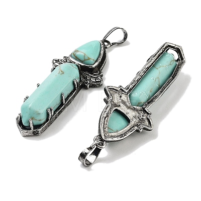 Synthetic Turquoise Sword Big Pendants G-Q163-08AS-09-1