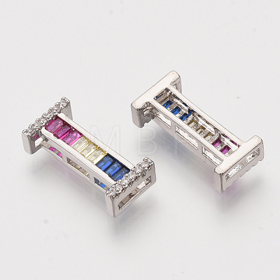 Brass Cubic Zirconia Slide Charms ZIRC-S063-01I-P-1