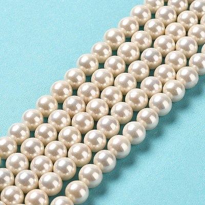 Shell Pearl Bead Strands BSHE-L025-08-6mm-01-1