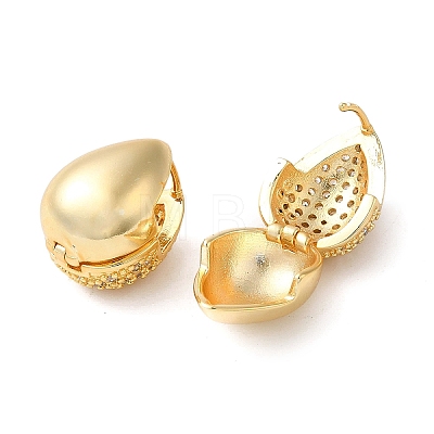 Rack Plating Brass Teardrop Hoop Earrings with Cubic Zirconia EJEW-D071-02G-1