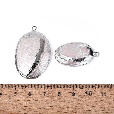 Electroplate Natural Paua Shell Pendants SSHEL-Q100-15P-1