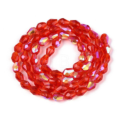 Transparent Electroplate Glass Beads Strands EGLA-N023-6x8mm-A04-1