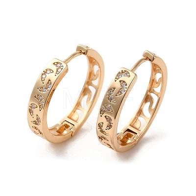 Brass Micro Pave Cubic Zirconia Hoop Earrings EJEW-C073-12KCG-1