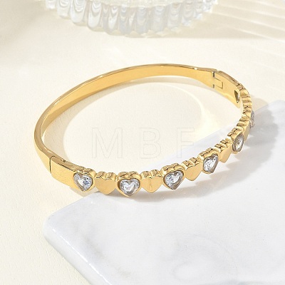 304 Stainless Steel & Glass Hinged Bangles for Women BJEW-Z178-05G-1