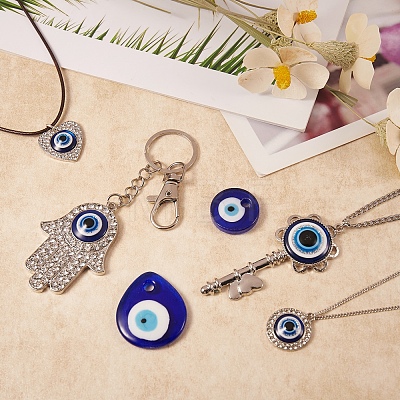 6Pcs 6 Style Evil Eye Pendants Kit for DIY Jewelry Making DIY-SZ0005-80A-1