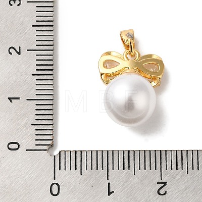 Brass Micro Pave Cubic Zirconia with ABS Plastic Pearl Pendants KK-C072-48G-1