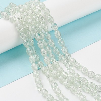Transparent Crackle Glass Beads Strands X-DGLA-S085-6x8-01-1
