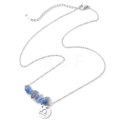 Natural Kyanite Chip & Constellation Pendant Necklaces NJEW-JN05084-07-1