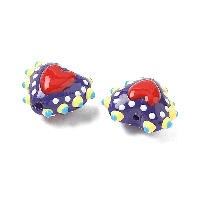 Baking Paint Glass Bumpy Beads Heart LAMP-V001-09G-1