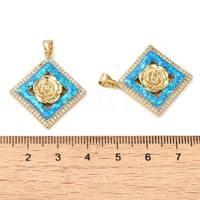 Rack Plating Brass Micro Pave Cubic Zirconia Pendants KK-P268-11D-G-1