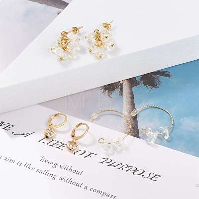 3 Pairs 3 Style Natural Quartz Crystal Chips Beaded Cluster Dangle Stud & Leverback Earrings EJEW-JE04895-03-1