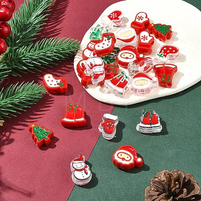 24Pcs 12 Styles Christmas Decorations Theme Opaque Acrylic Bead with Enamel FIND-FS0002-66-1